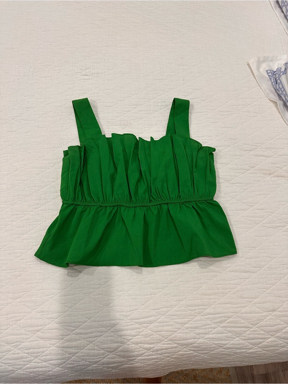 Green Ruffle Peplum Crop Tank Top
